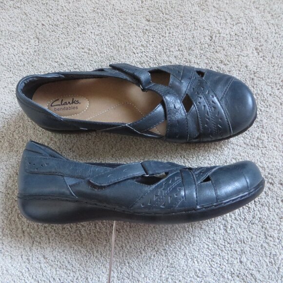 Clarks Bendables Ashland Rivers Womens Shoes Size 10 Blue Leather Cushioned65065 - Picture 1 of 10